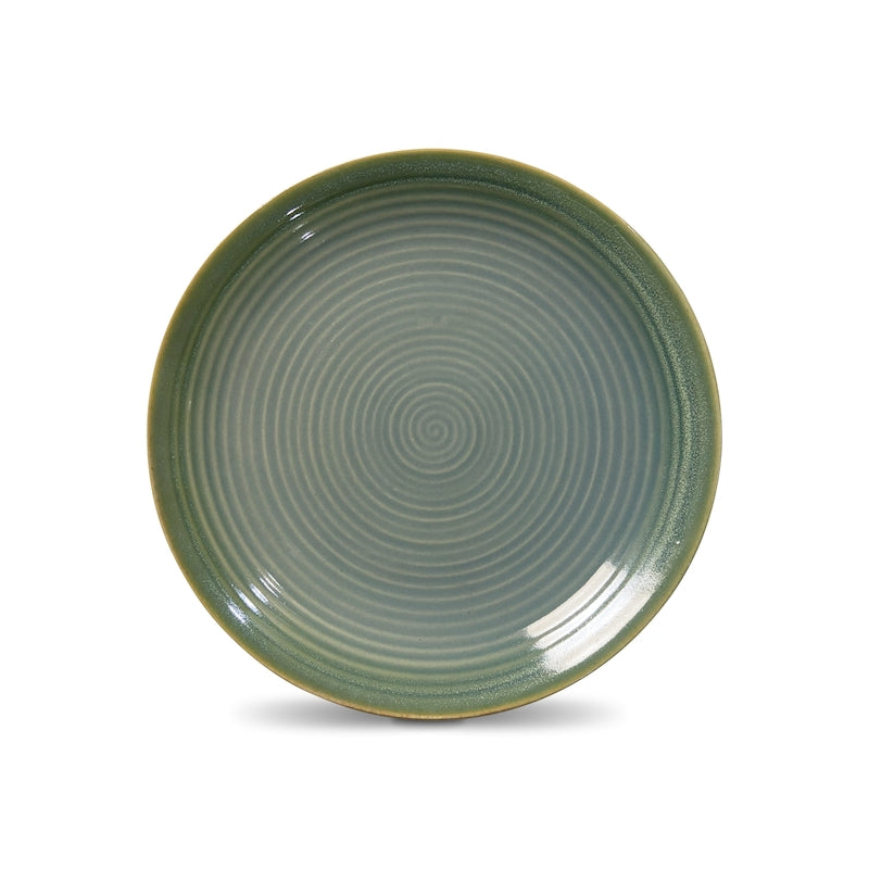 Sea Green Hand-Glazed Ceramic Dinner Plates (Set of 2)