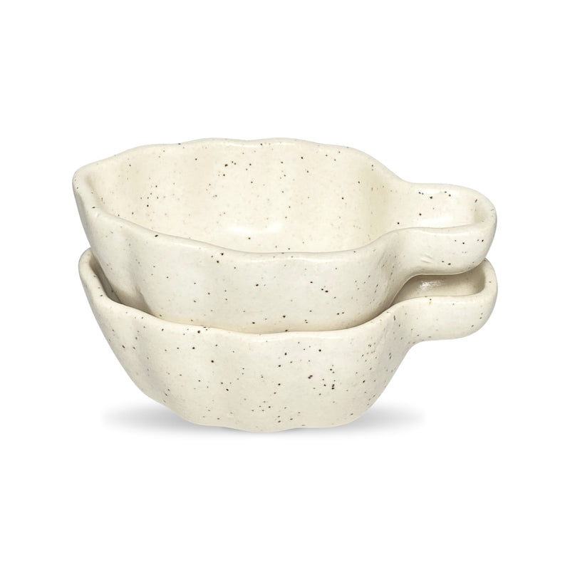 White Leaf Shaped Ceramic Dip Bowls (Set of 2)