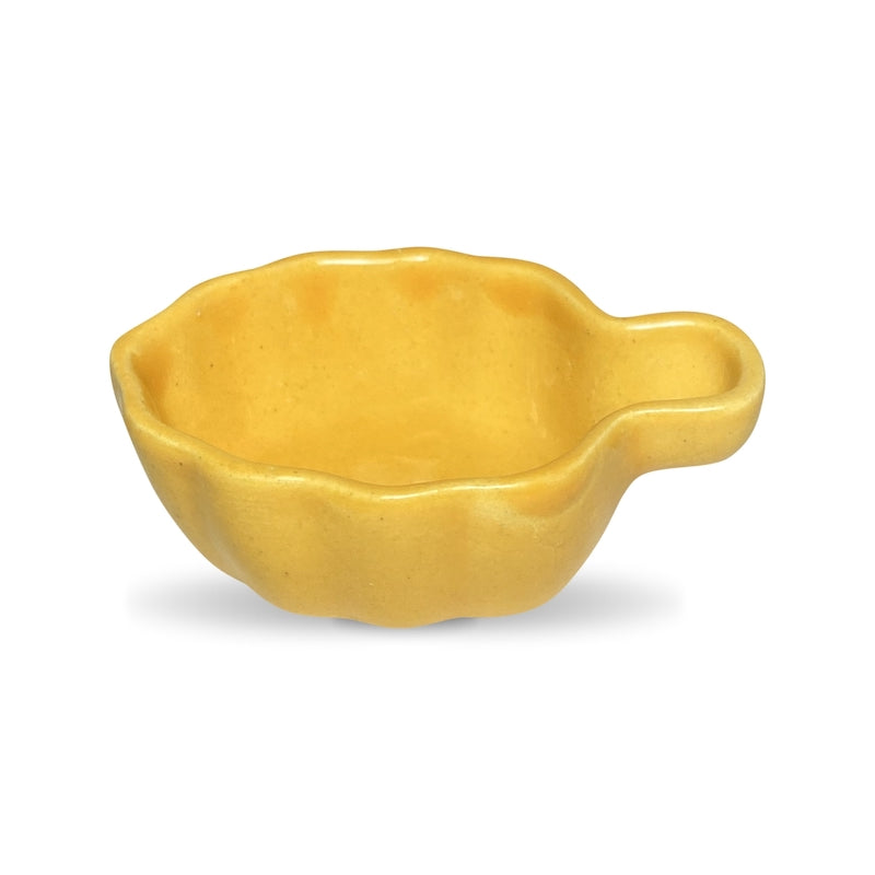 Yellow Leaf Shaped Ceramic Dip Bowls (Set of 2)
