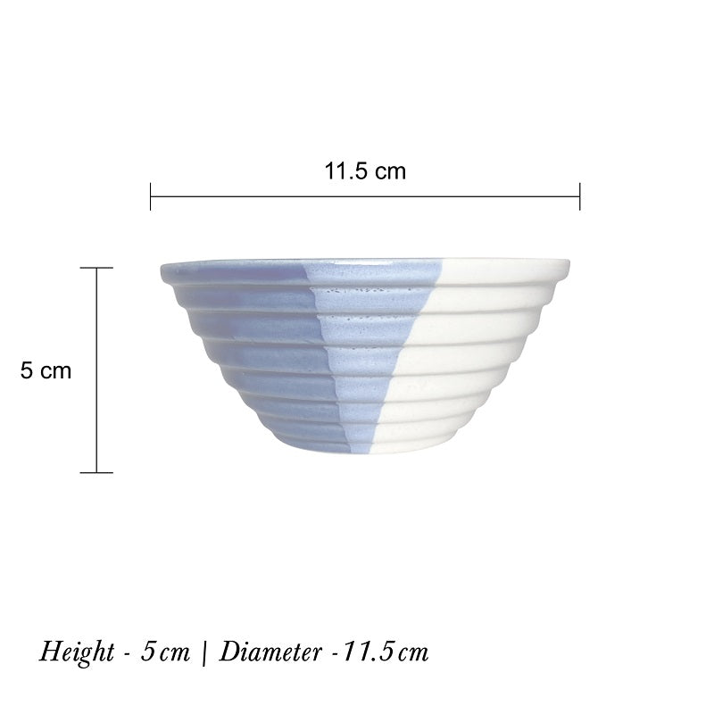 Half-Cut Blue & White Designer Bowls (Set of 4)