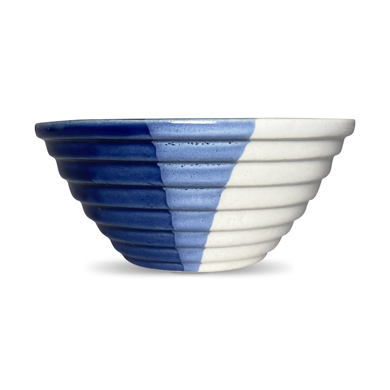 Half-Cut Blue & White Designer Ceramic Katori Bowls (Set of 4)