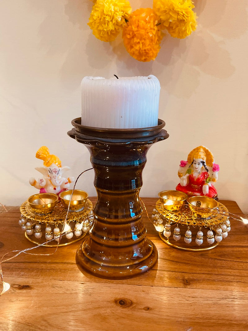 Amber Large Candle Holder