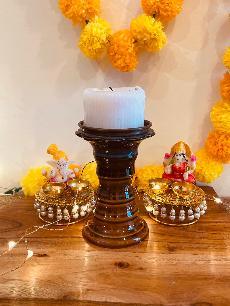 Amber Large Candle Holder