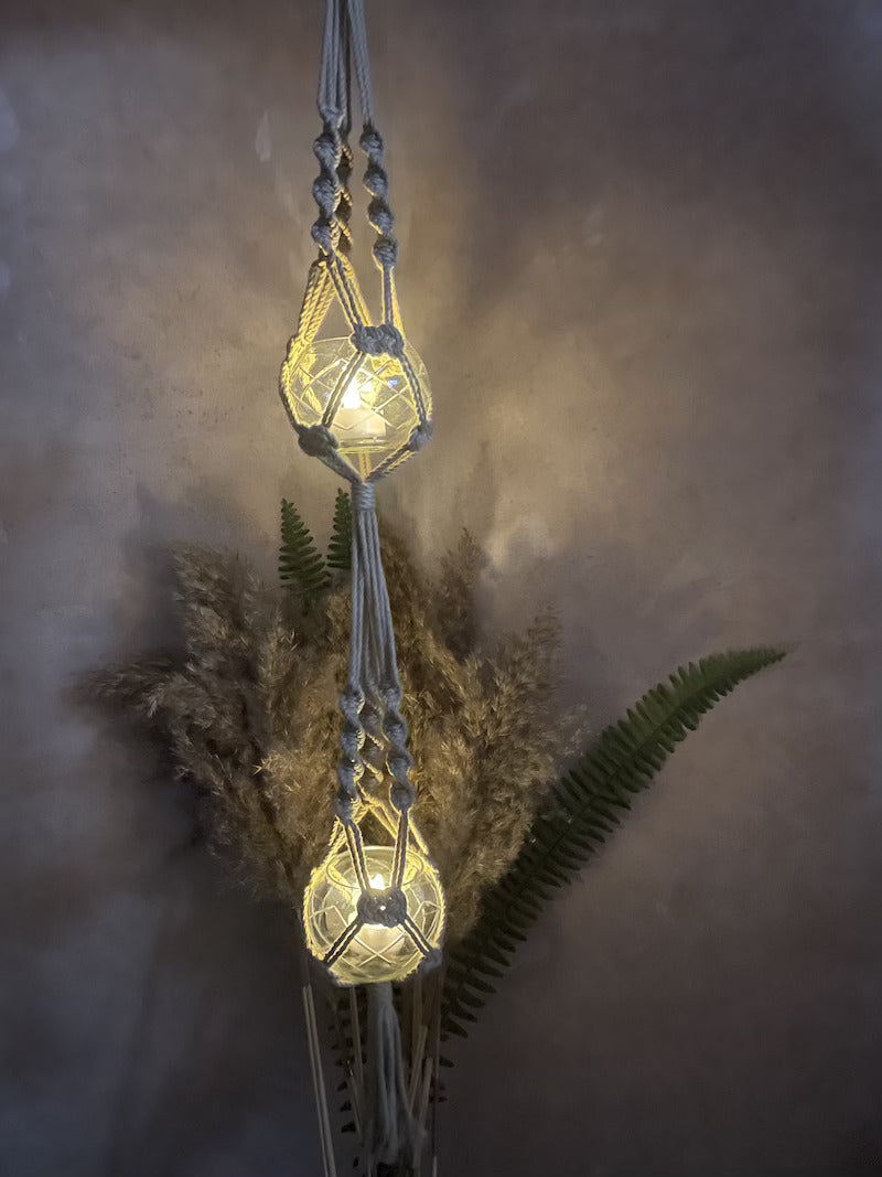 Handcrafted Macrame Cotton 2-Tier Candle Holder