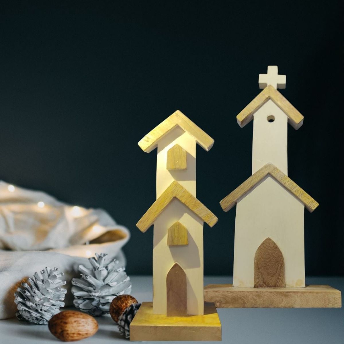 Christmas House and Church Set
