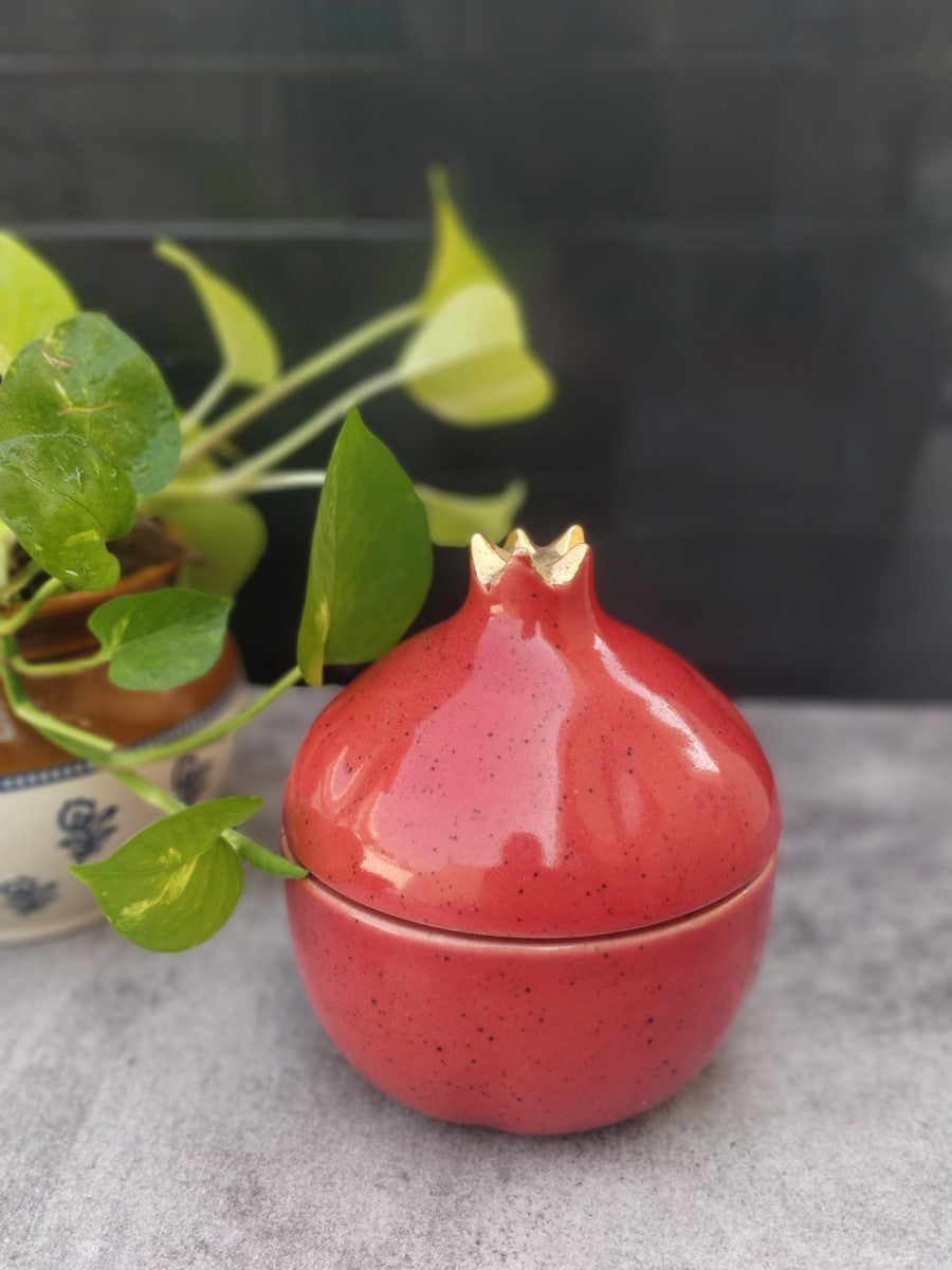 Red Pomegranate Ceramic Jar