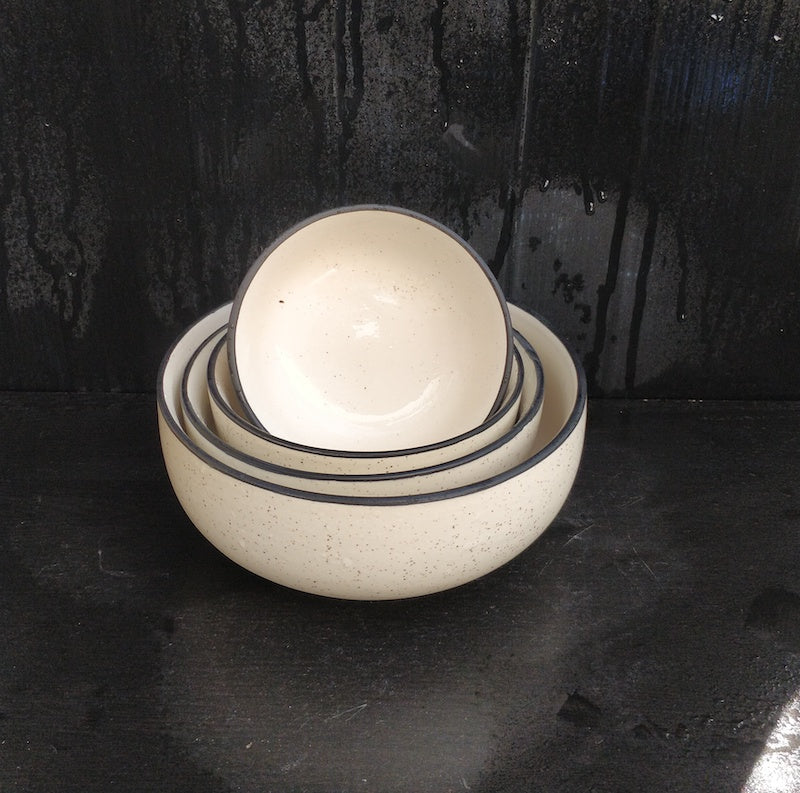 White Stoneware Ceramic Matt Bowls (Set of 4)