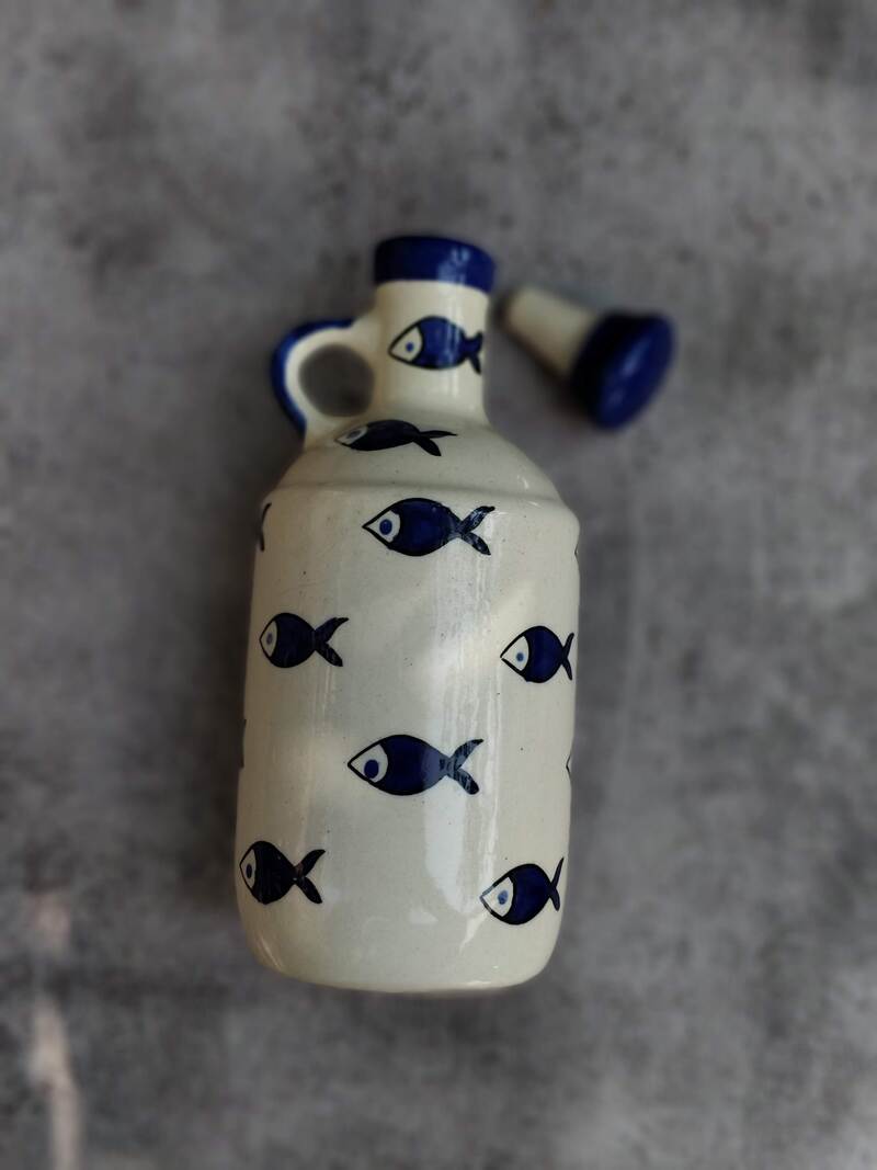 Blue Fish Painted Ceramic Oil Dispenser