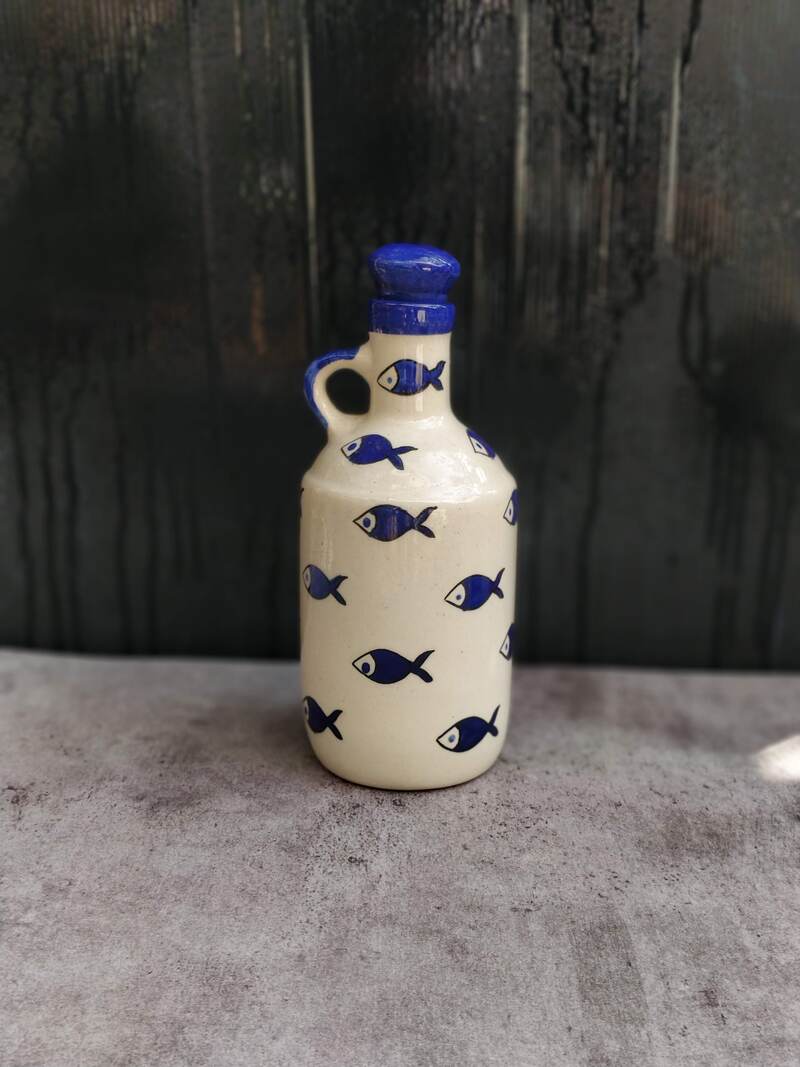 Blue Fish Painted Ceramic Oil Dispenser