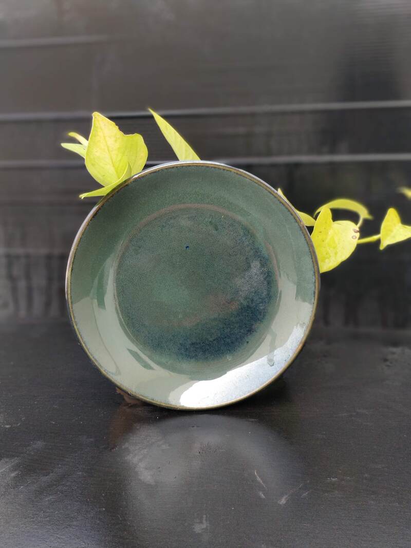 Glazed Dirty Green Dinner Plates & Bowl Set