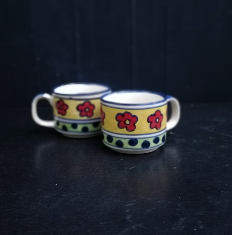 Multicolor Stoneware Hand Painted Tea Set with Kettle & Tray
