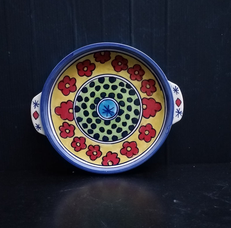 Multicolor Stoneware Hand Painted Tea Set with Kettle & Tray