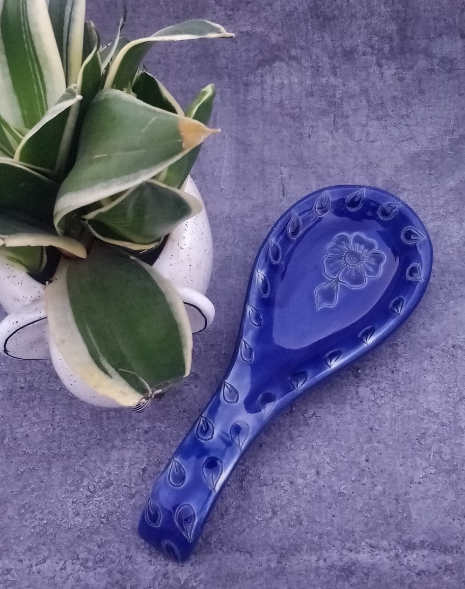 Blue Ceramic Spoon Rest