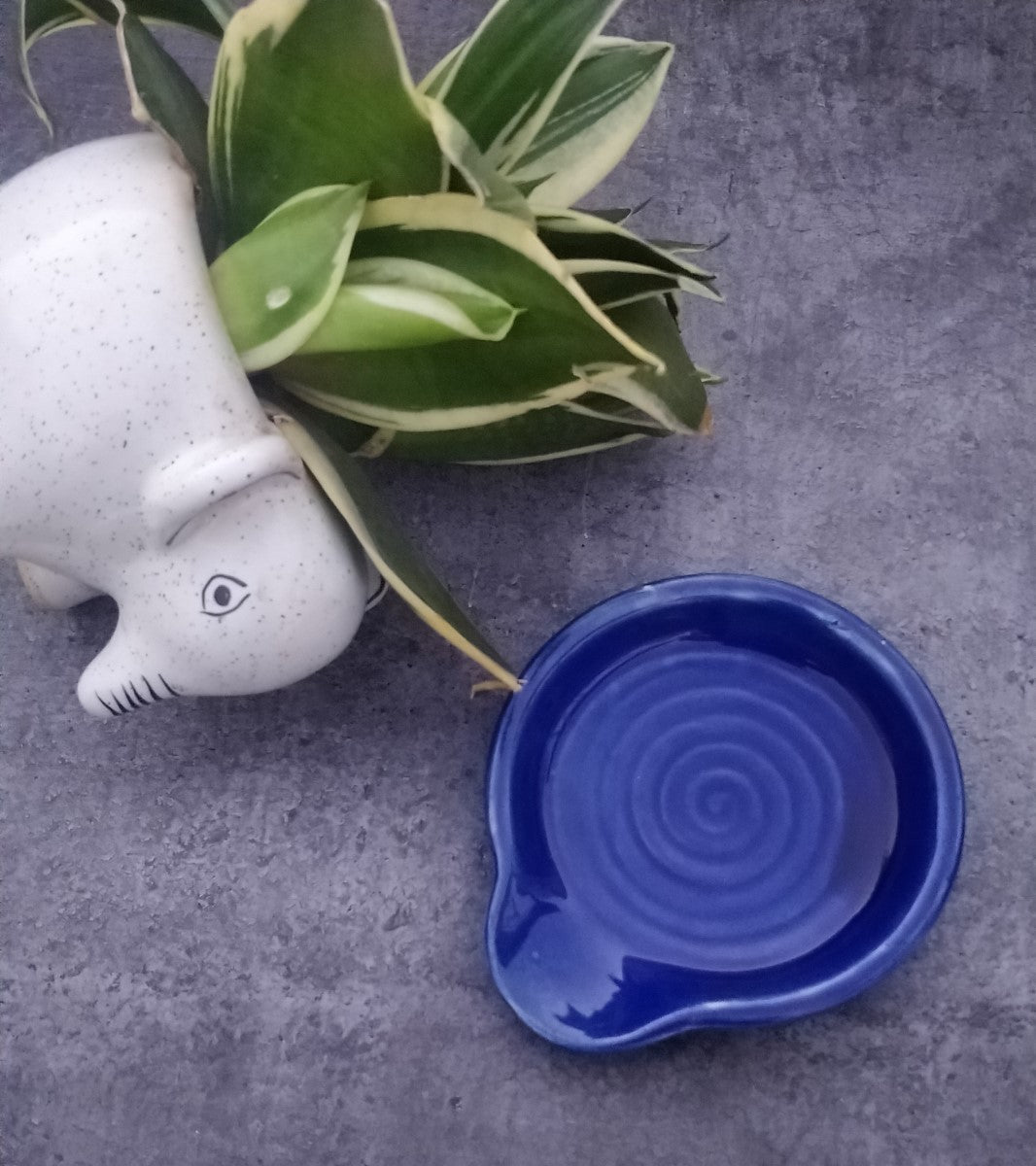 Round Blue Spoon Rest