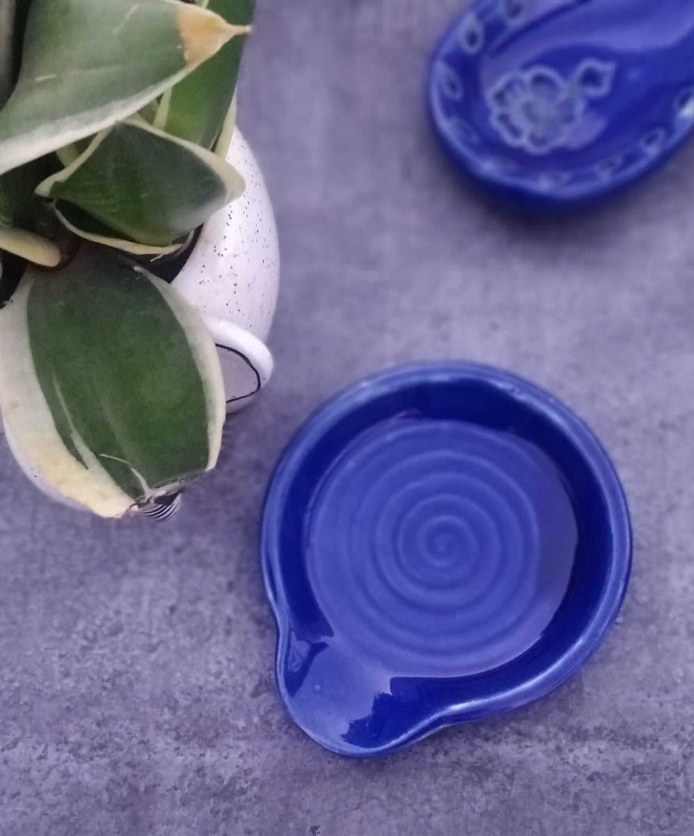 Round Blue Spoon Rest