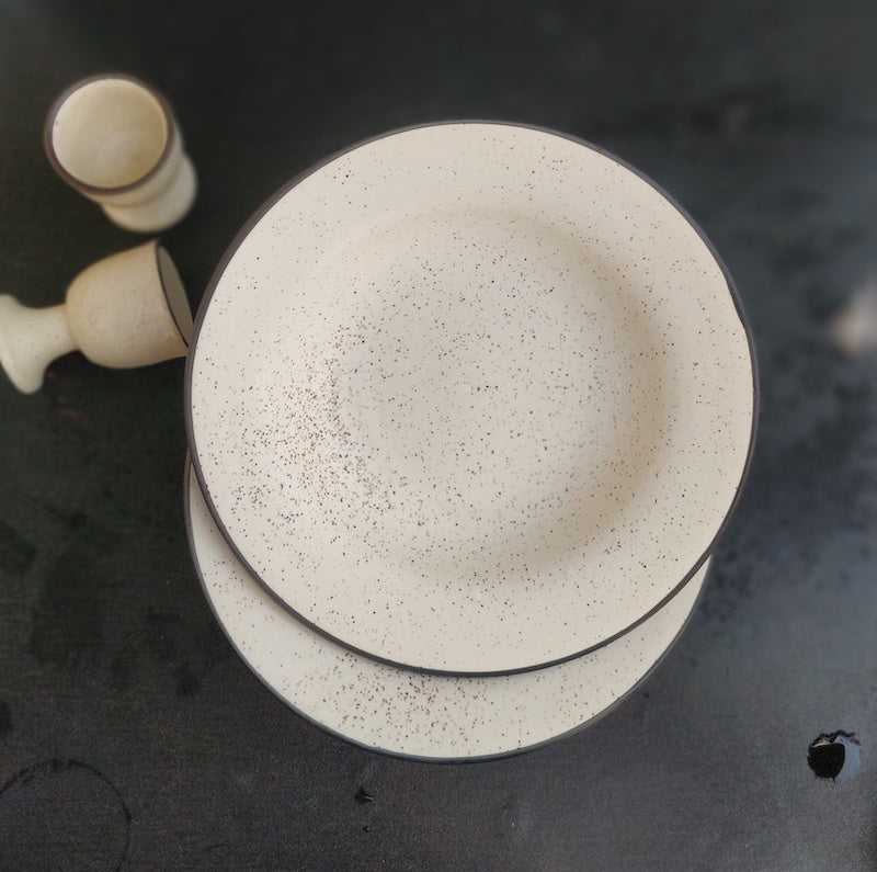 White Matt Ceramic Pasta Plate & Egg Cup Combo (Set of 2)
