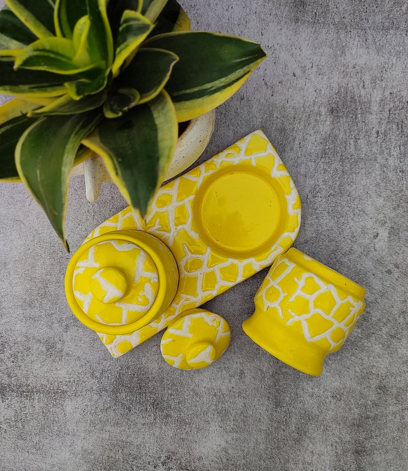 Stoneware Ceramic Yellow Pickle Jar (Set of 2)