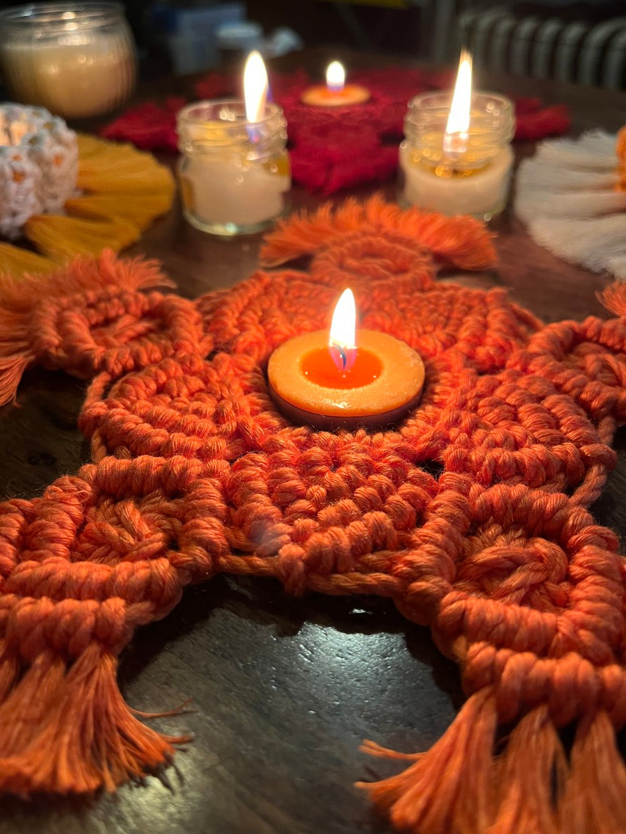 Handcrafted Knotted Natural Macrame Cotton Candle Coaster
