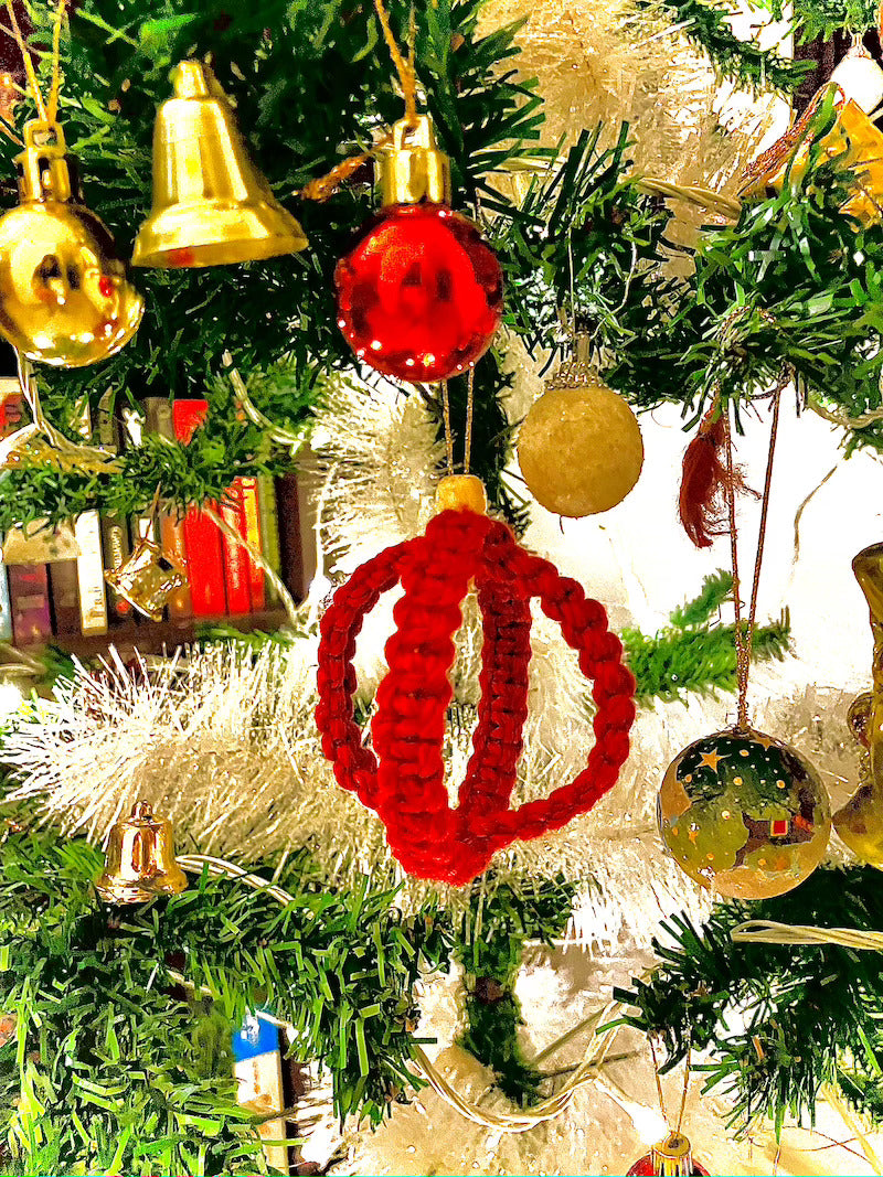 Handcrafted Knotted Natural Macrame Cotton christmas BAUBLE