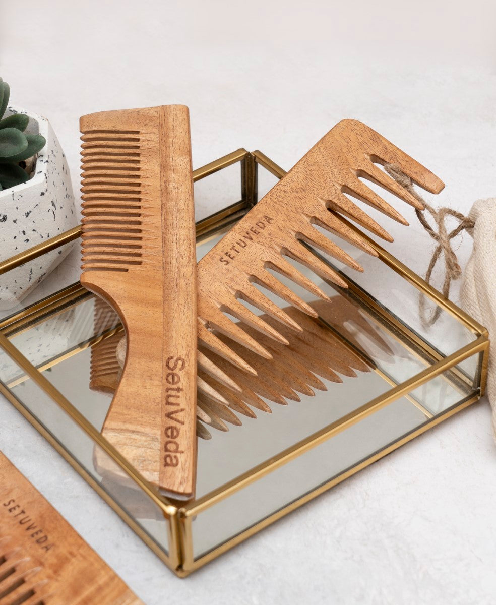 Handcrafted Neem Wood Combs | Pack of 2 |