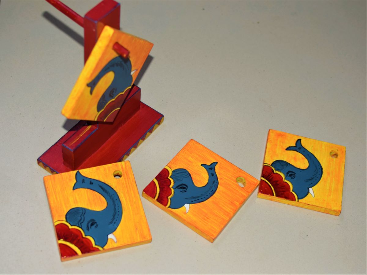 Handmade Wooden Coaster Set With Stand