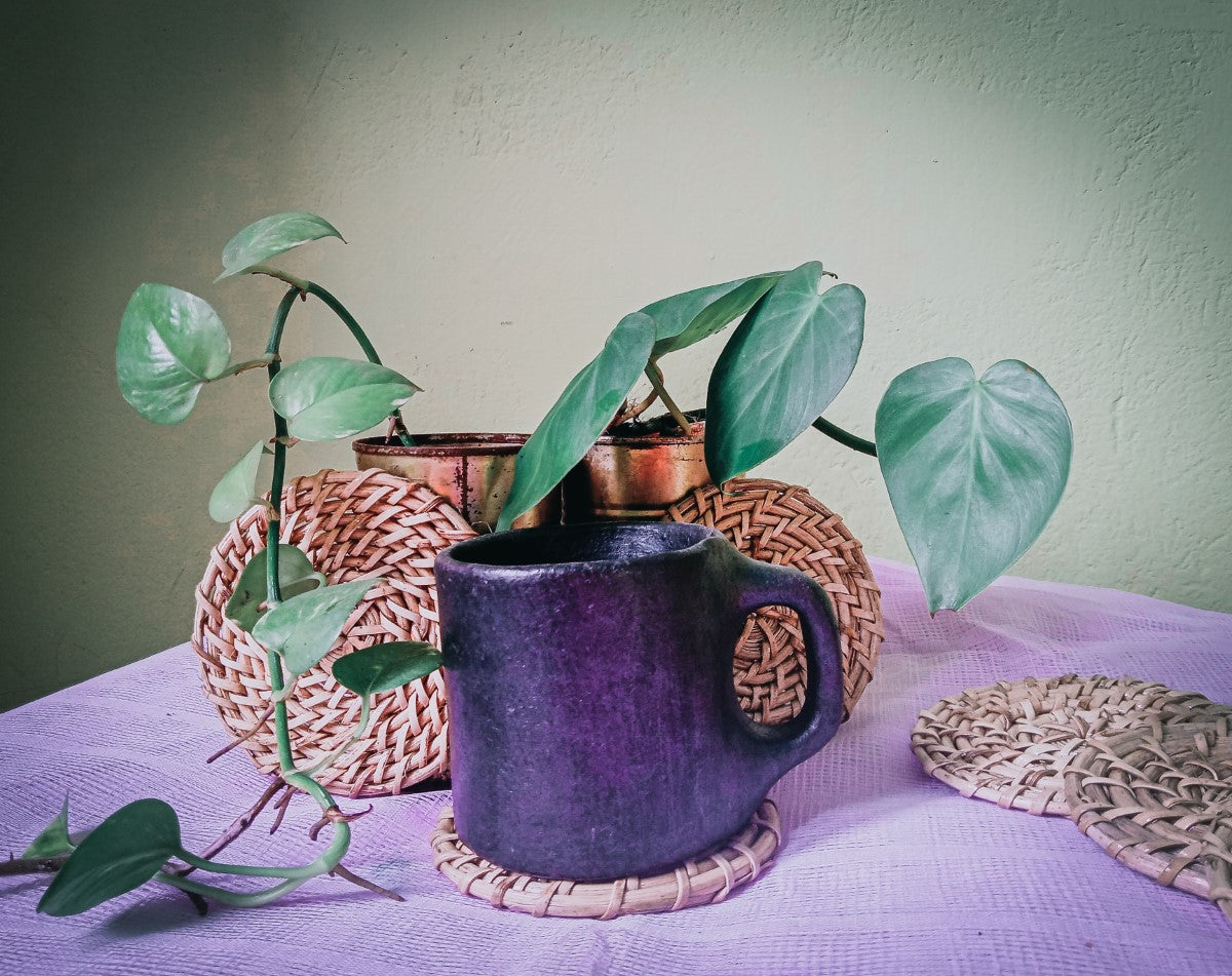 Handmade Round Cane Coasters (Set of 2/4/6)