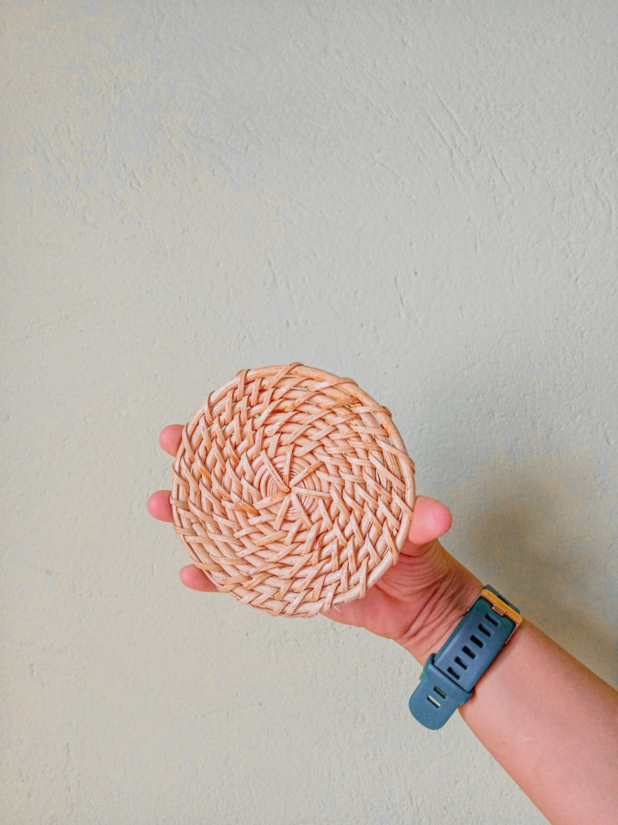 Handmade Round Cane Coasters (Set of 2/4/6)