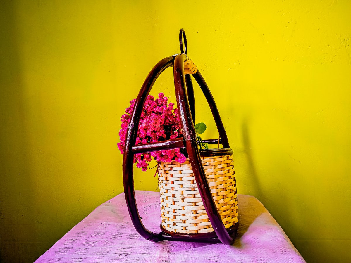 Round Hanging Cane Planter