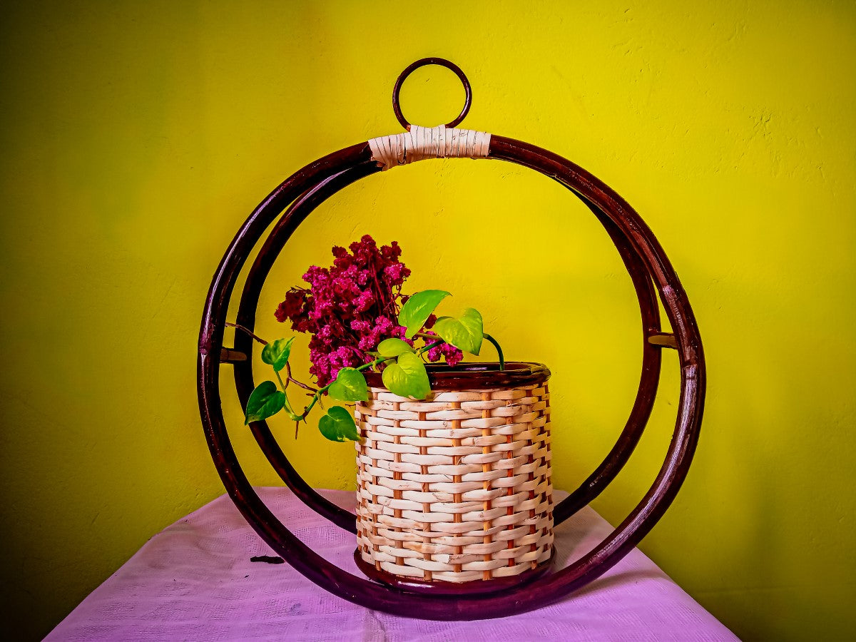 Round Hanging Cane Planter