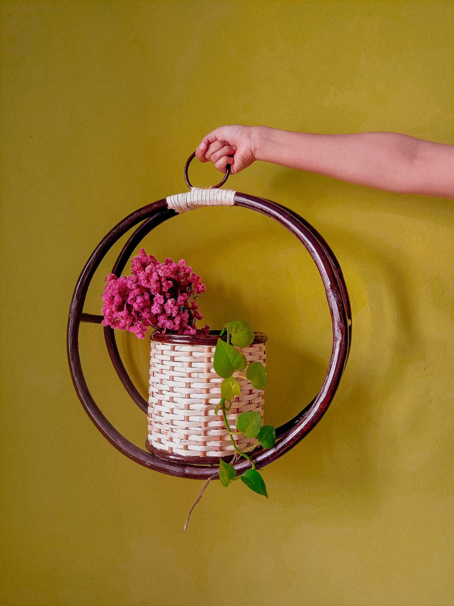 Round Hanging Cane Planter