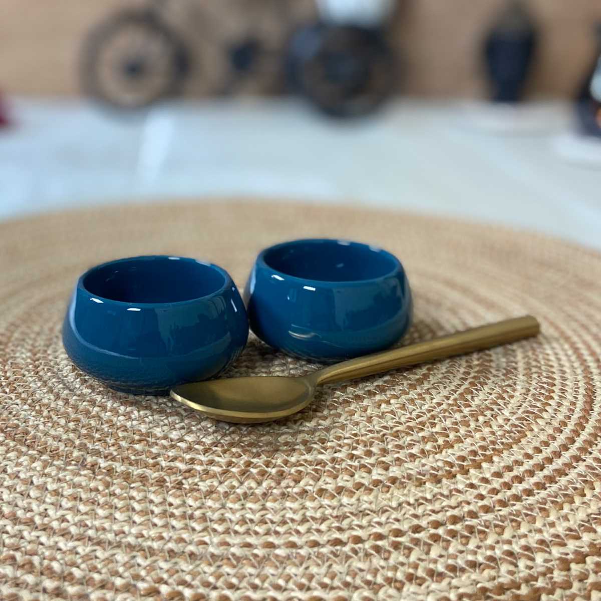 Chic Teal Blue Ceramic Dip Bowls (Set of 2)