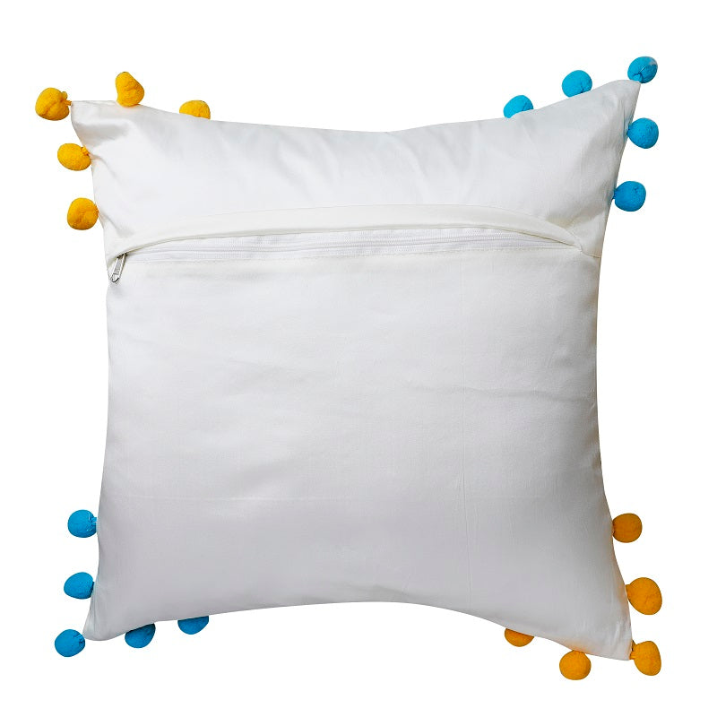 Blue Embroidered 16"x16" Art Silk Cushion Covers (Pack of 5)