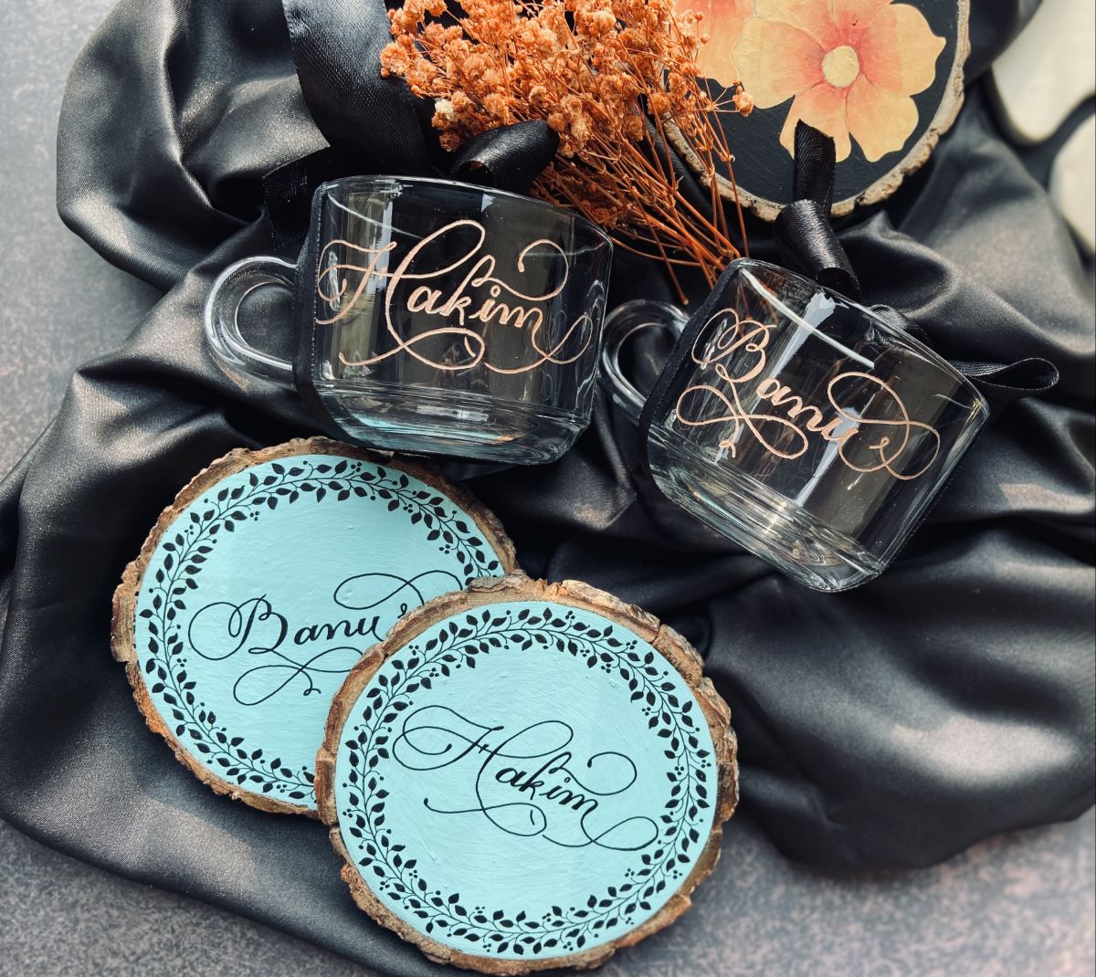 Custom Hand Engraved Tea Mugs (Set of 2)
