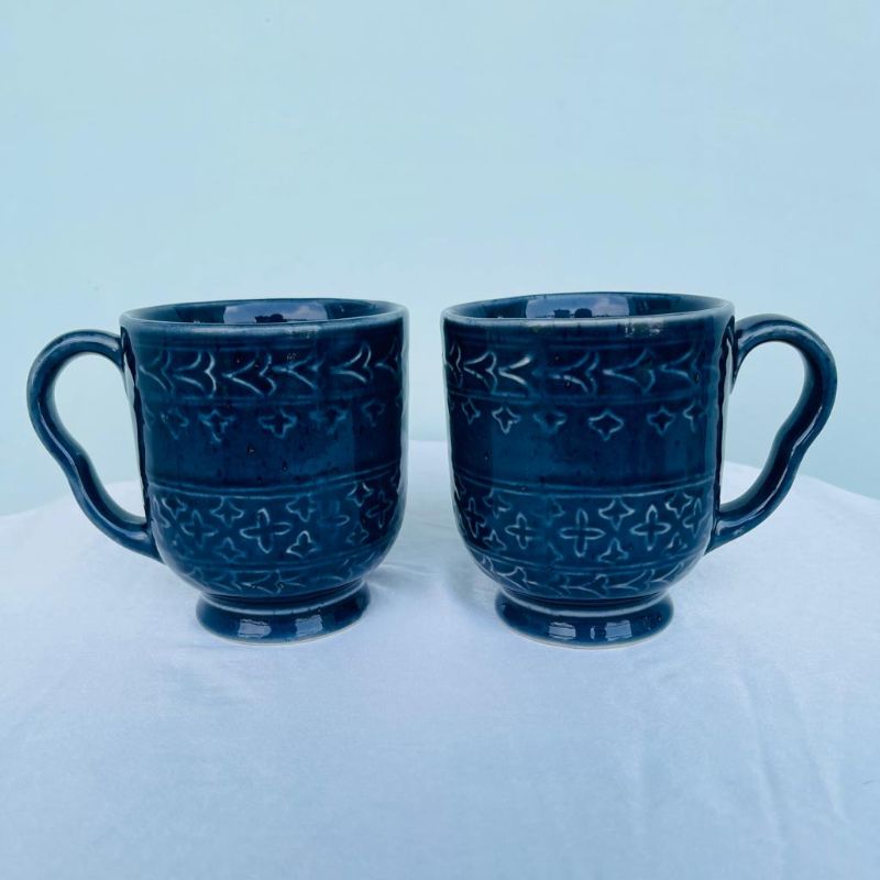 Luxury Navy Embossed Mugs
