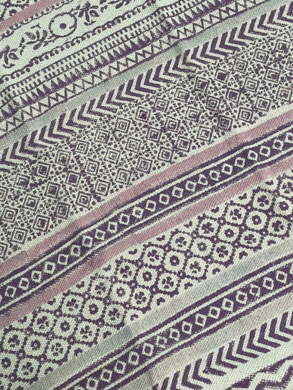 Purple & White Hand Woven Cotton Rug