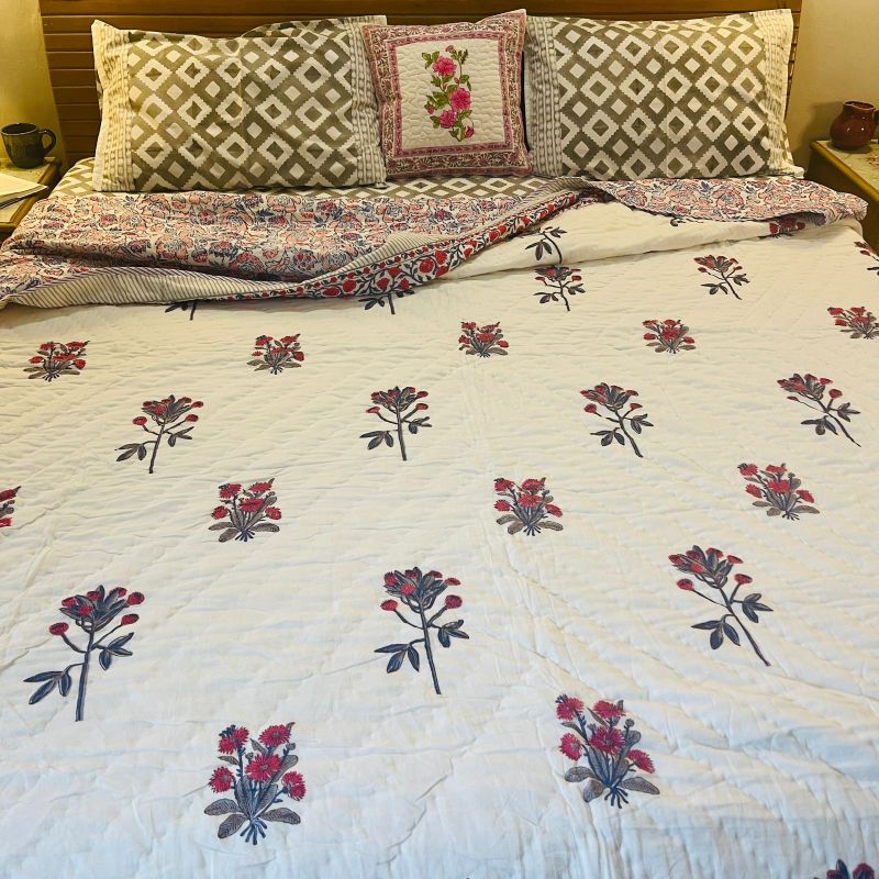 Pink Floral Cotton Quilt