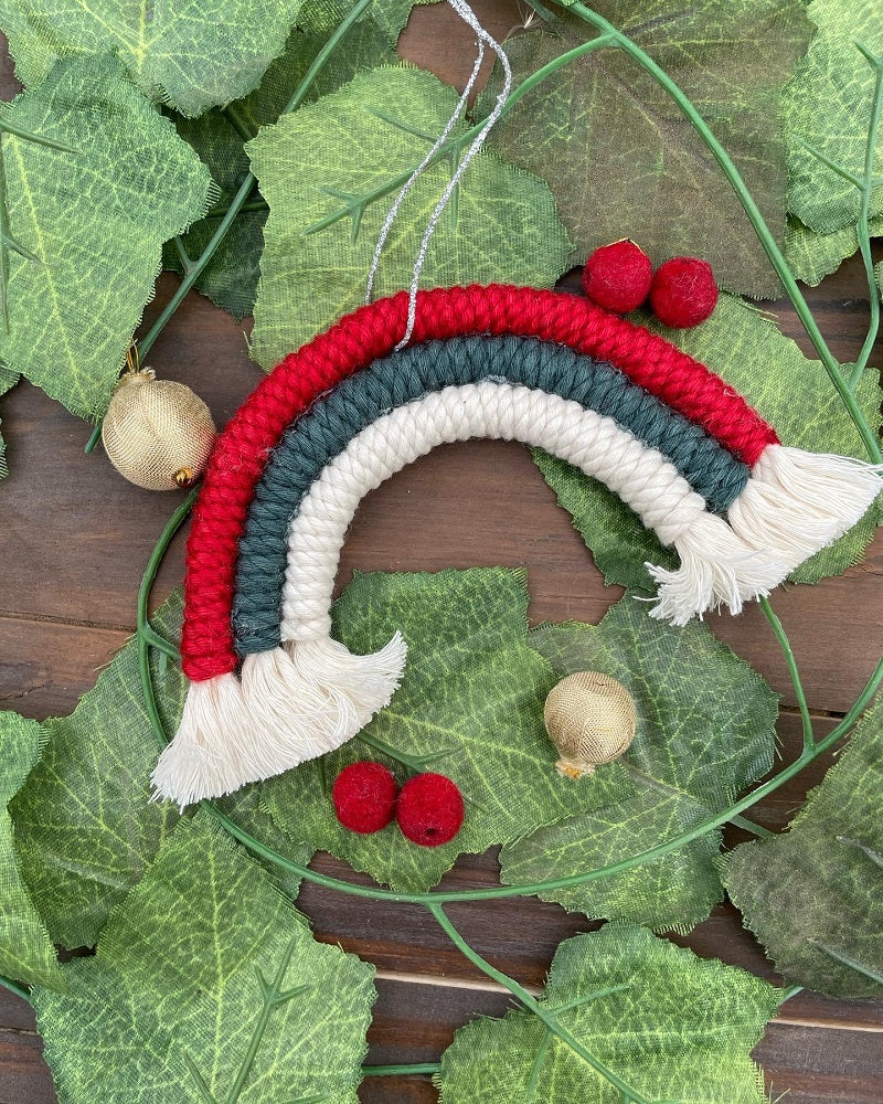Handcrafted Knotted Macrame Cotton Tricolour Rainbow