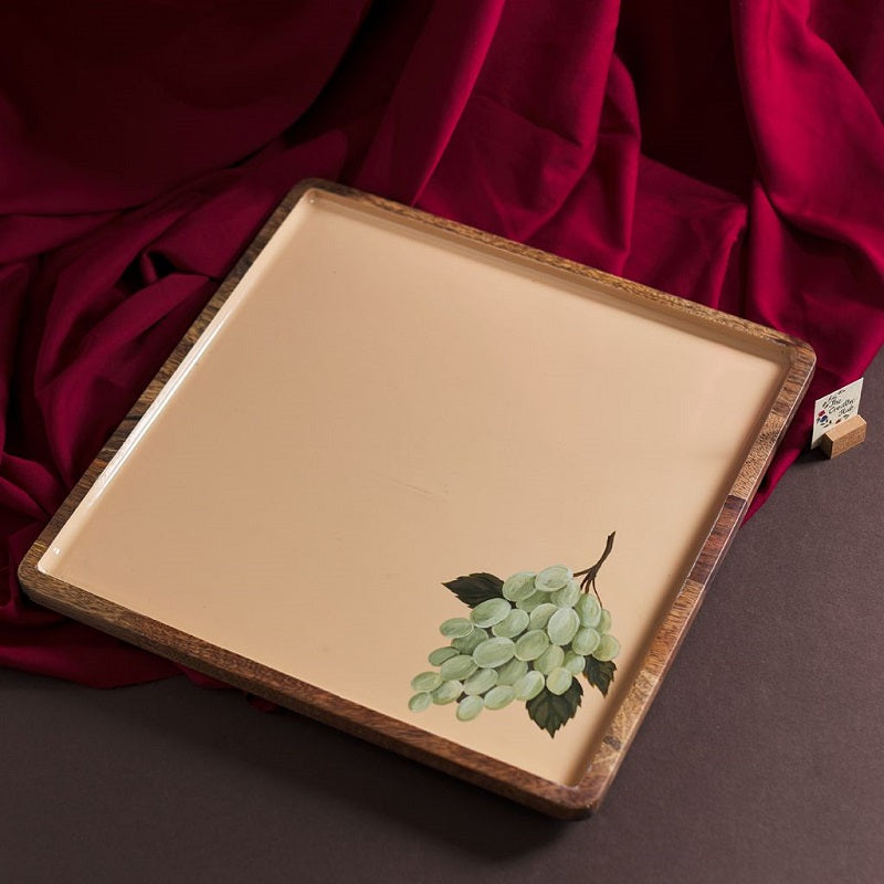 The Fruity Handpainted Square Wooden Platter