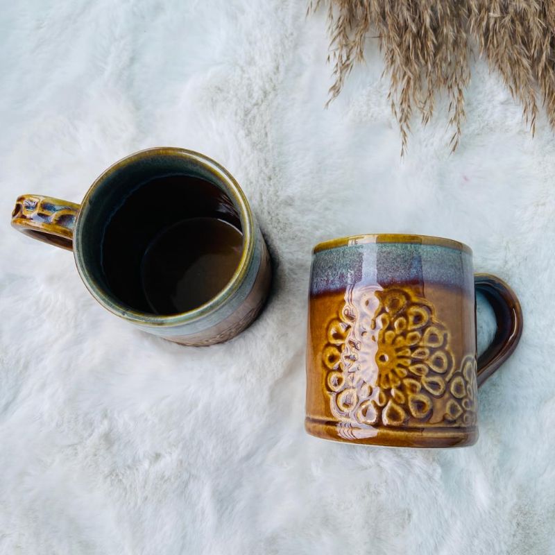 Large Flower Embossed Mugs