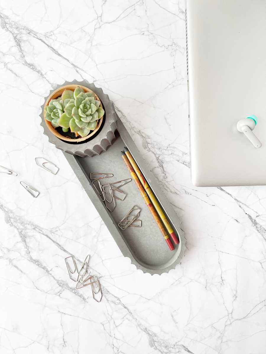 Handmade Concrete Desk Organiser