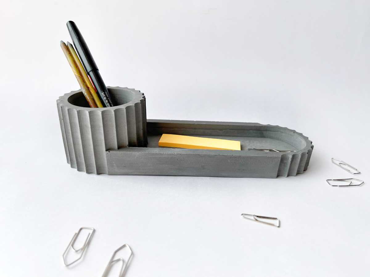 Handmade Concrete Desk Organiser