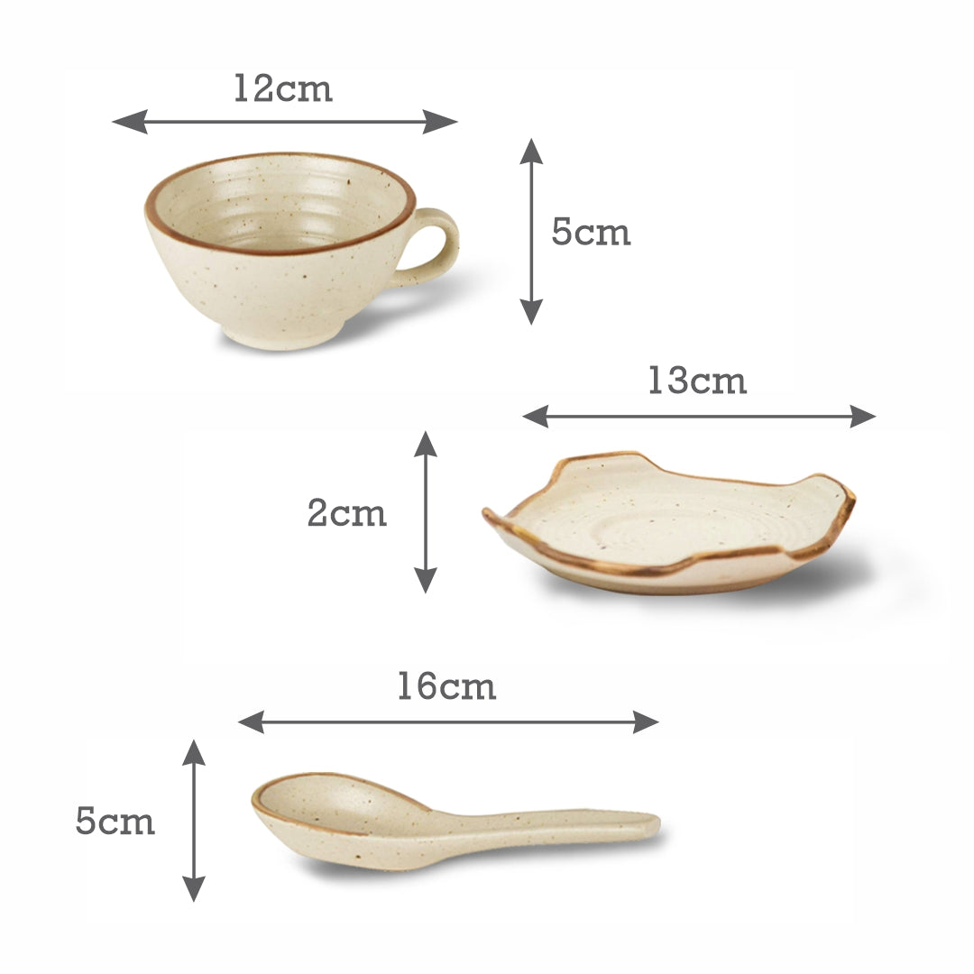 Wonder White Soup Cups with Spoon & Saucer (Set of 4)