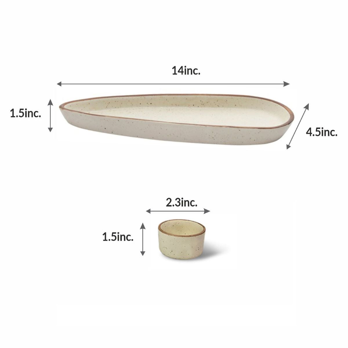 Wonder White Platters with Dip Bowl (Set of 2/4)