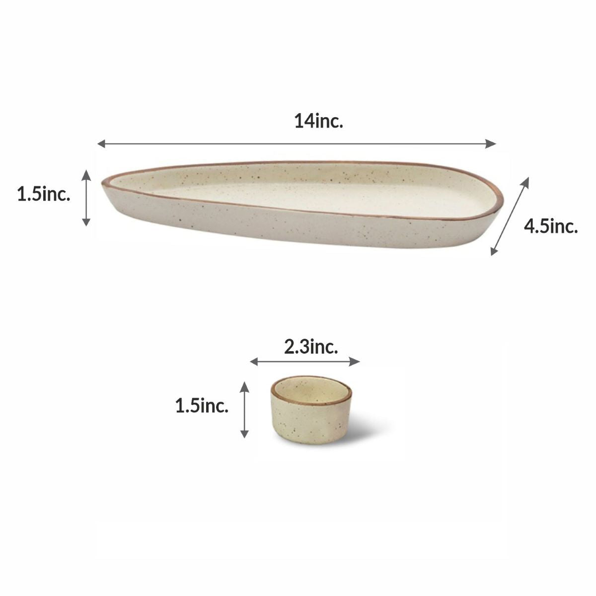 Wonder White Platters with Dip Bowl (Set of 2/4)