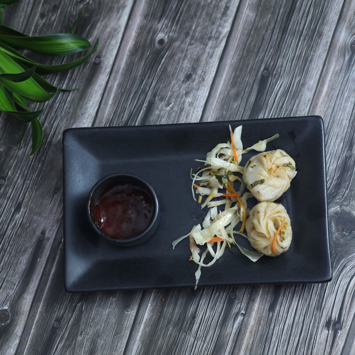 Black Matte Rectangular Platters with Dip Bowl (Set of 2/4)