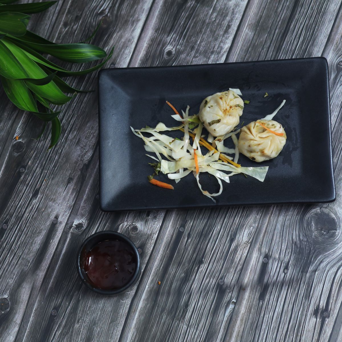 Black Matte Rectangular Platters with Dip Bowl (Set of 2/4)