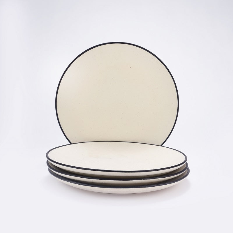 Hand painted White Ceramic Quarter Plates (Set of 4)