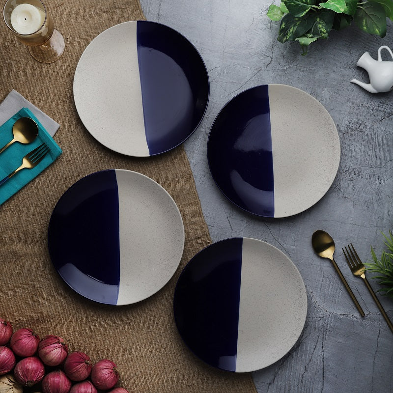 Hand painted Blue Ceramic Dinner Plates (Set of 4)