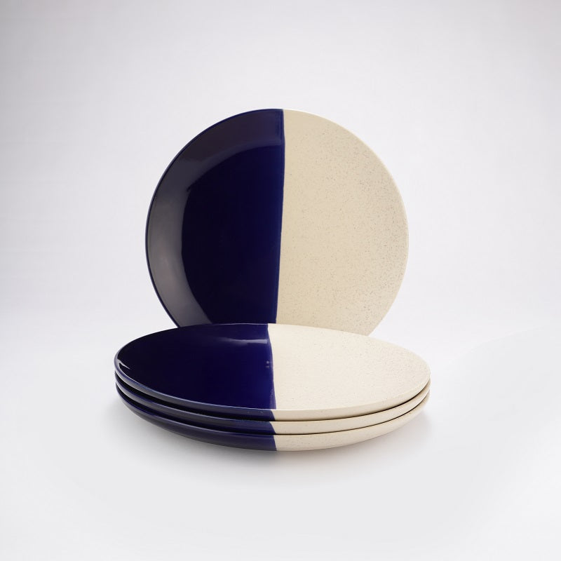 Hand painted Blue Ceramic Dinner Plates (Set of 4)