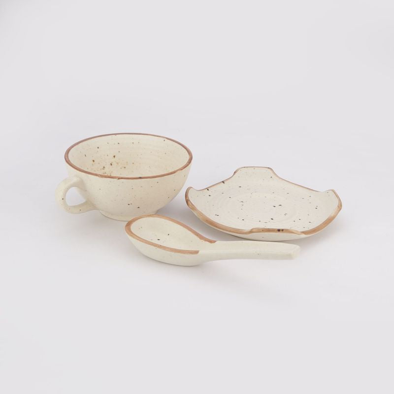 Handmade Ceramic Soup Set (Cup+Saucer+Spoon)